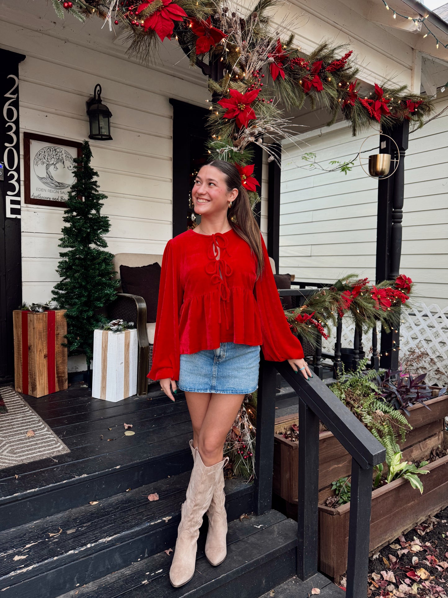 Ruby Red Bow Top