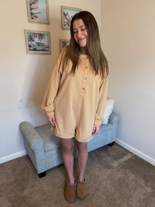 Tan long sleeve romper