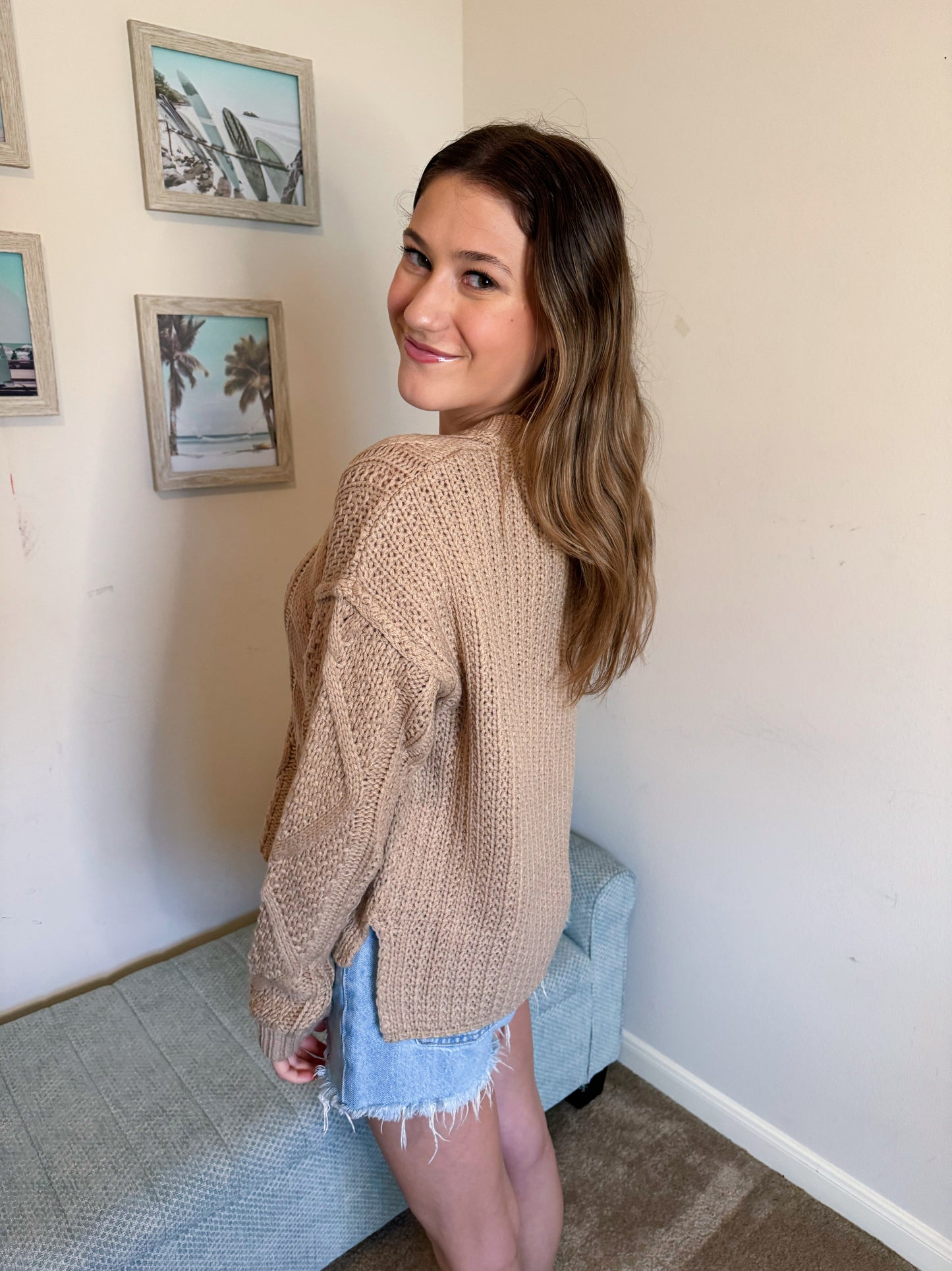 Brown Cable Knit Sweater