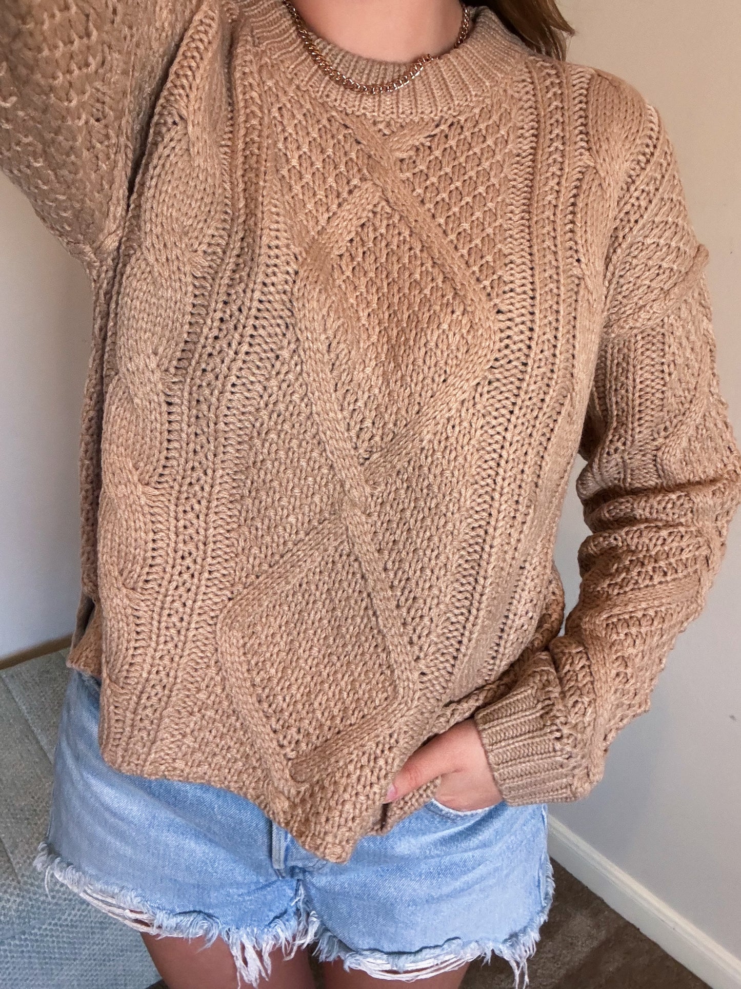 Brown Cable Knit Sweater