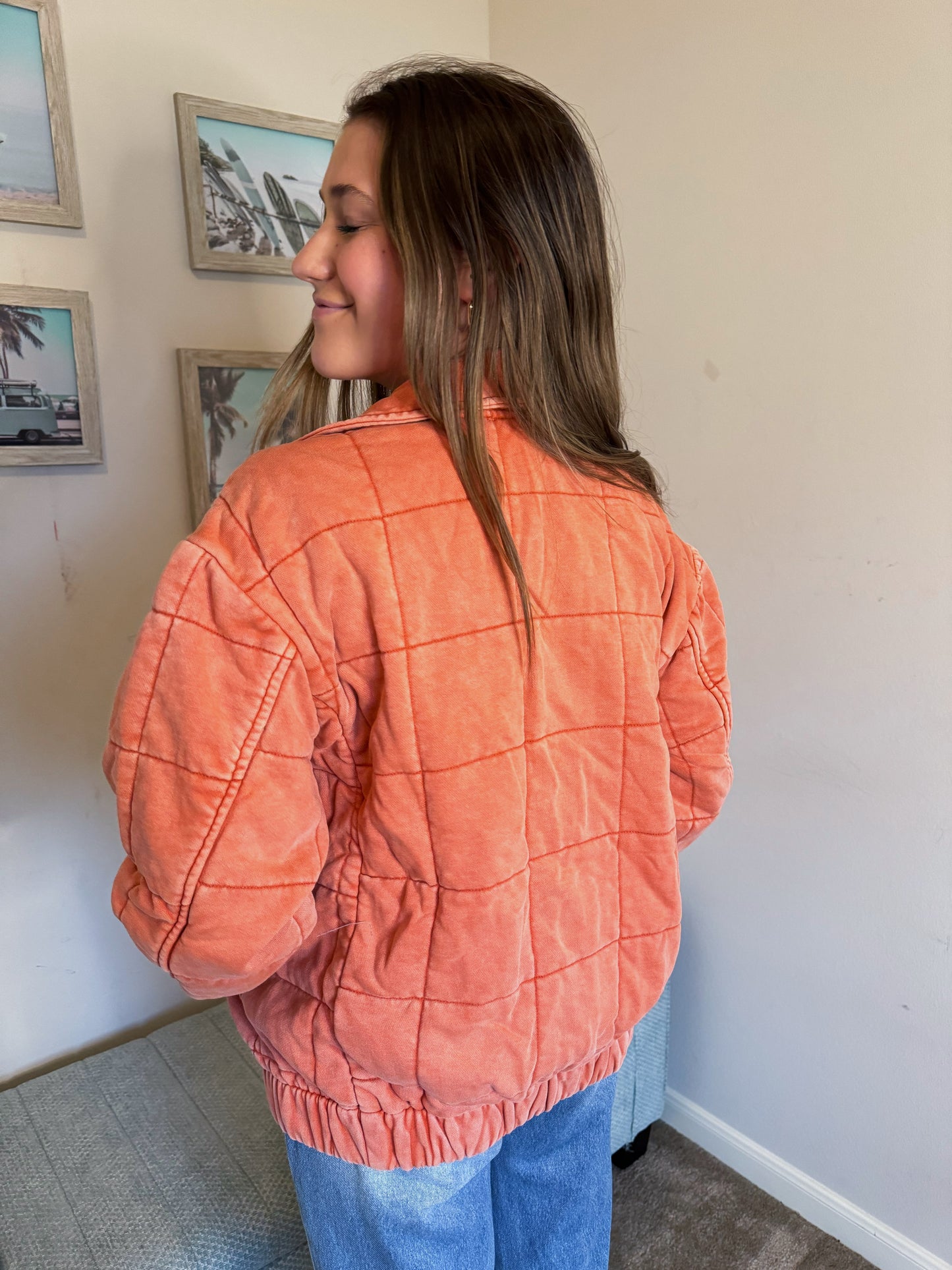 Quilted Coral Jacket