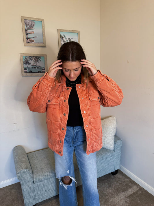 Quilted Coral Jacket