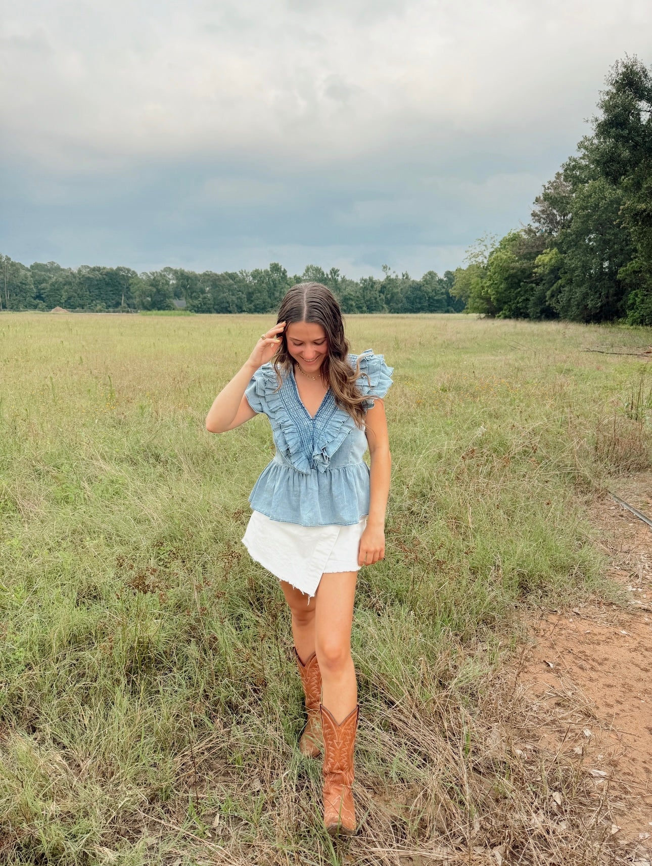 Denim & Ruffles top