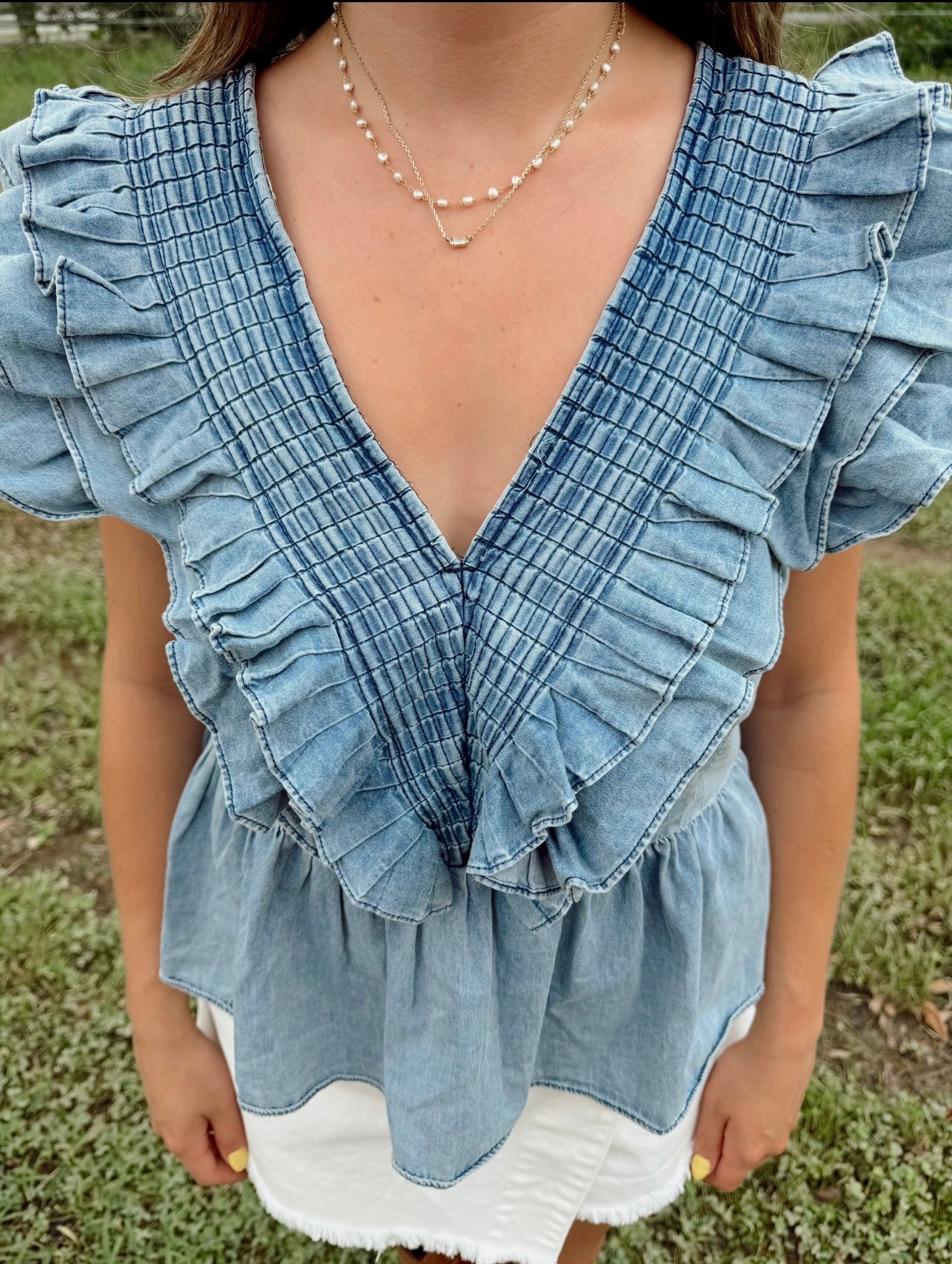 Denim & Ruffles top